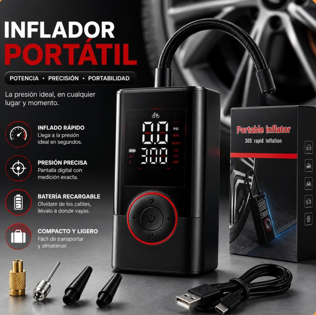Inflador de Llantas Portátil Digital Rec