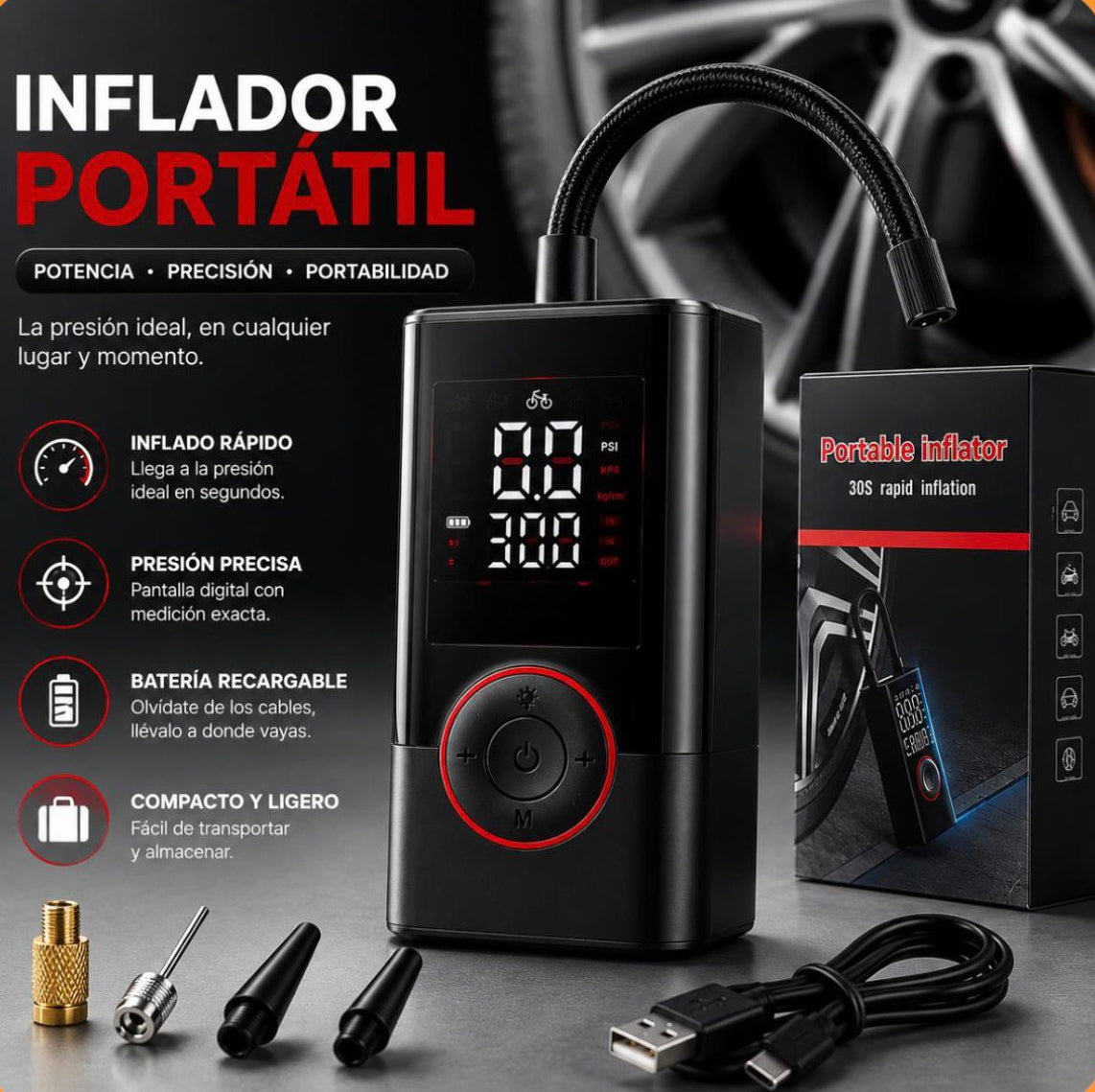 Inflador de Llantas Portátil Digital Rec